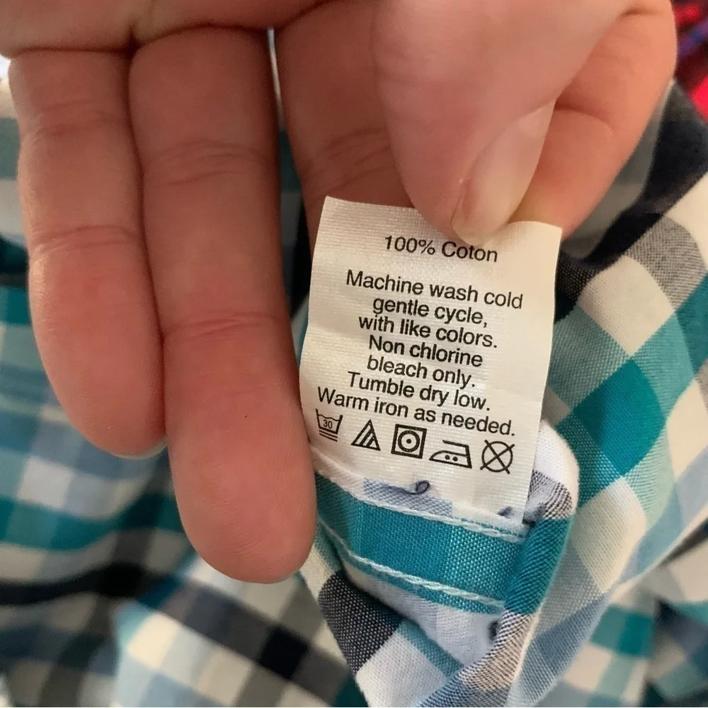 J. Crew Light Weight Teal and Navy Plaid Cotton Button Down Shirt